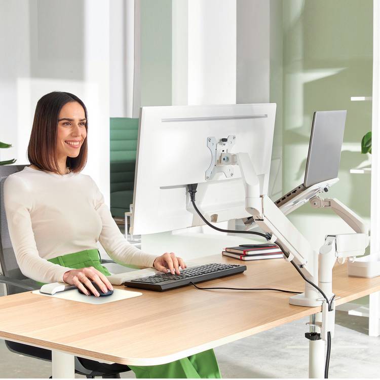 Leitz Ergo monitor laptop arm light grey adjustable, imported from the UK