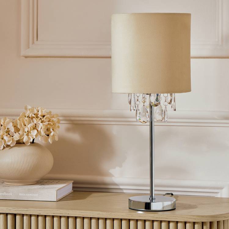 Argos Home cream beaded table lamp H48cm, imported from the UK