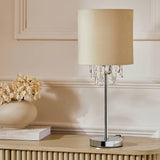 Argos Home cream beaded table lamp H48cm, imported from the UK