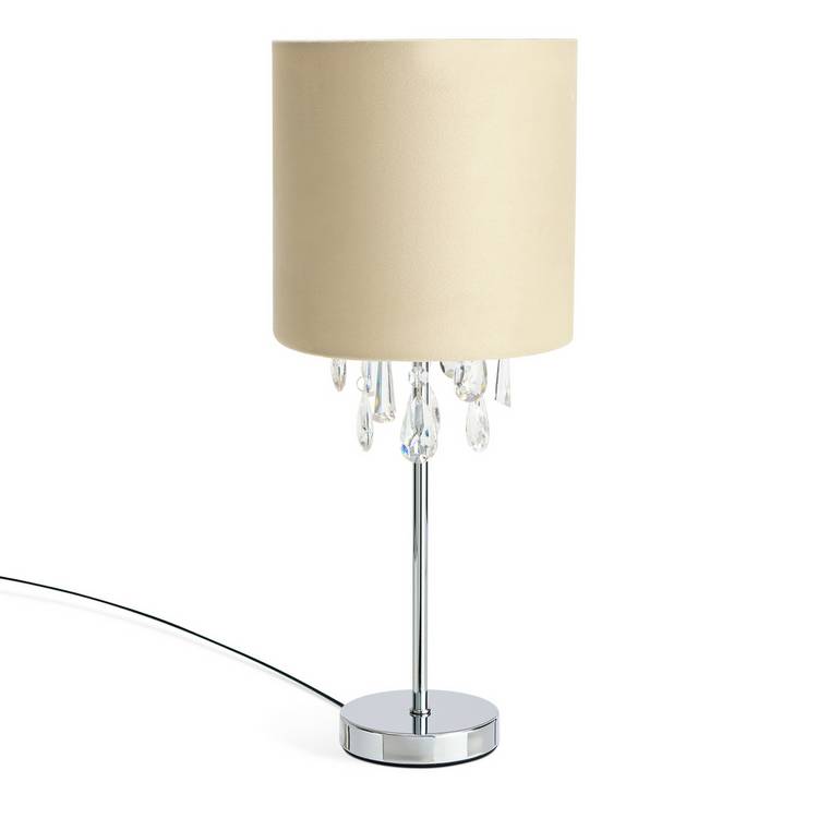 Argos Home cream beaded table lamp H48cm, imported from the UK