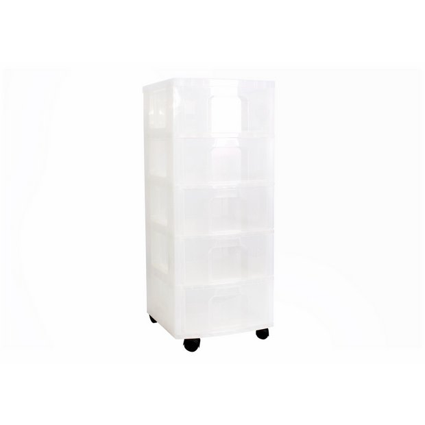 Really Useful 5 drawer plastic storage tower clear, UK version