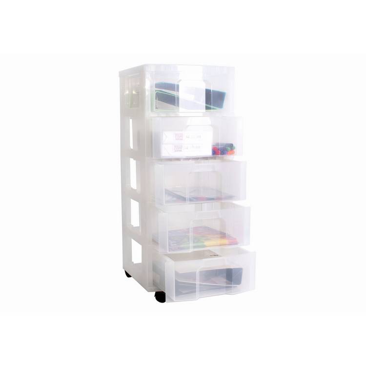 Really Useful 5 drawer plastic storage tower clear, UK version