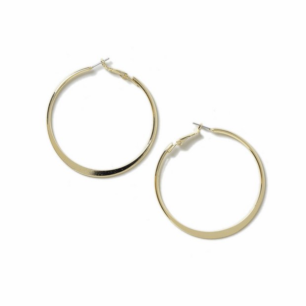 Freedom gold knife edge hoop earrings medium 35mm, UK version