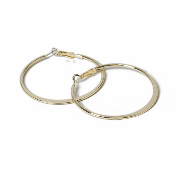 Freedom gold knife edge hoop earrings medium 35mm, UK version