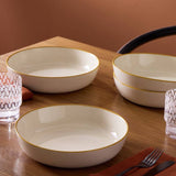 Argos Home mustard rim stoneware pasta bowls set of 4, imported from the UK