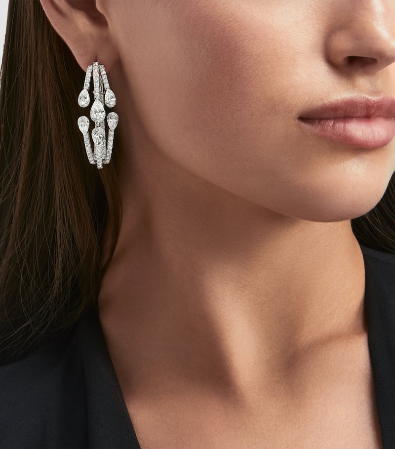 Graff diamond triple hoop earrings in white gold - British product