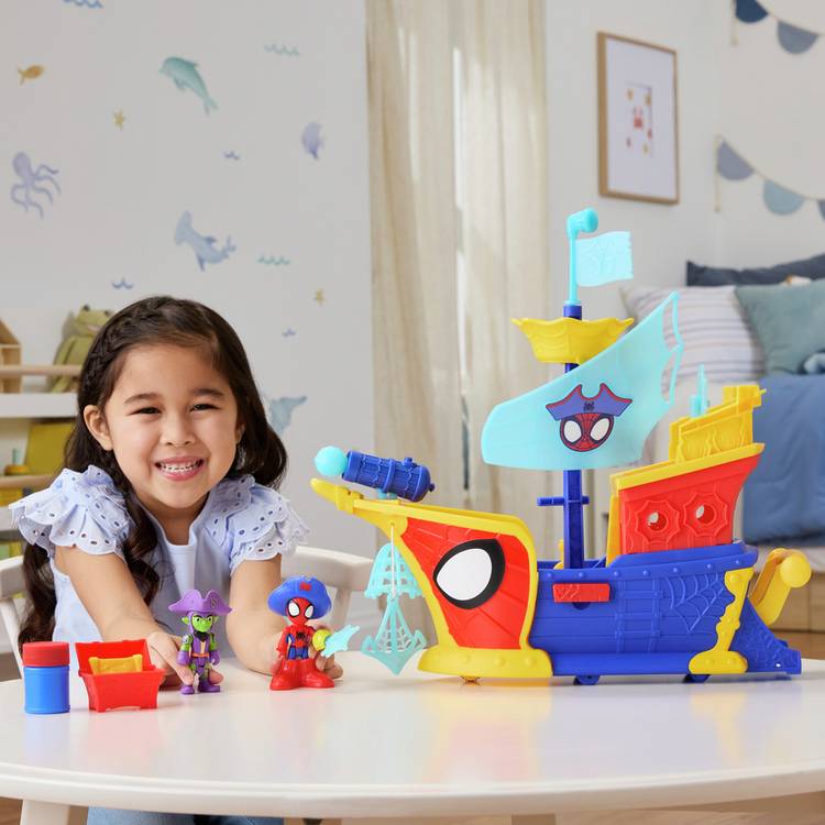 Spidey pirate ship toy with Spidey and Goblin figures, imported from the UK