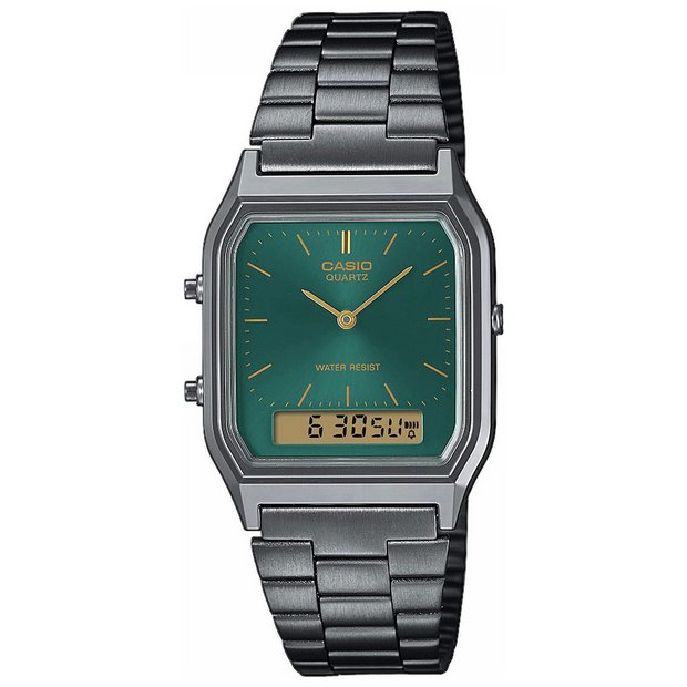 Casio Classic green dial dual display watch - UK version