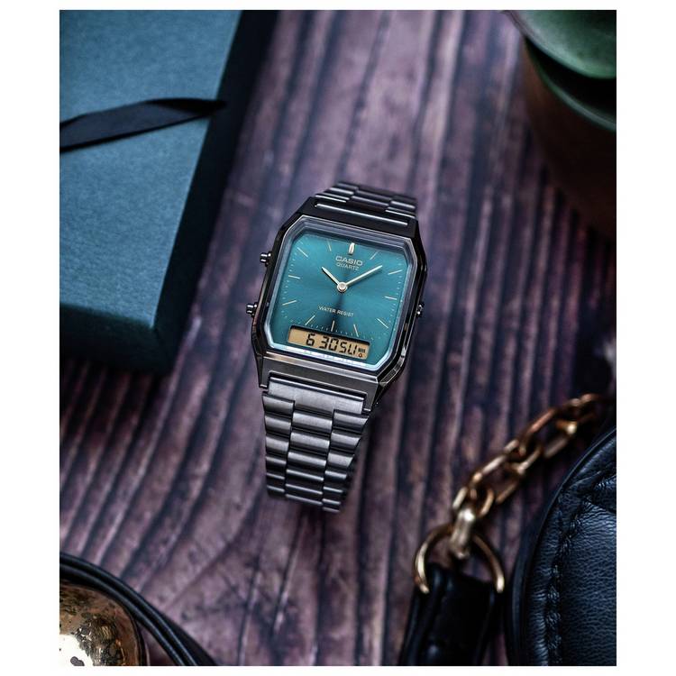 Casio Classic green dial dual display watch - UK version