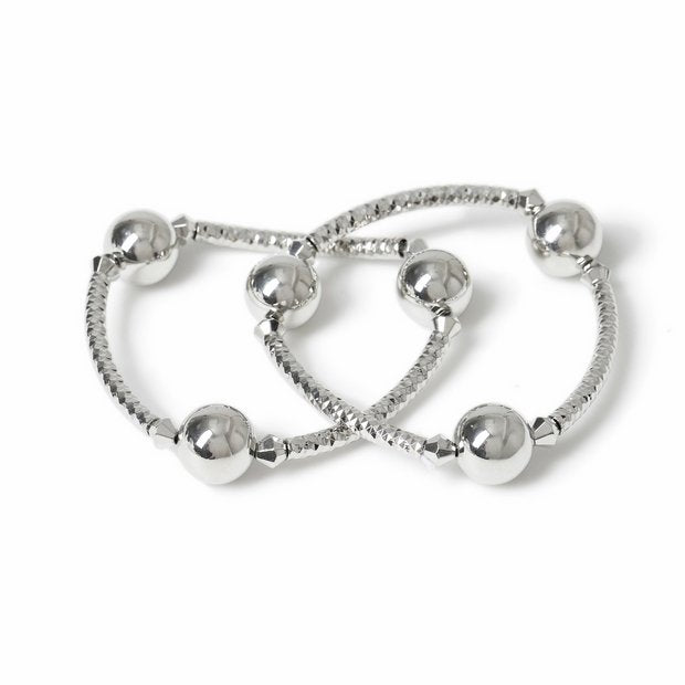 Freedom silver-tone ball stretch bracelets 2 pack (British brand)