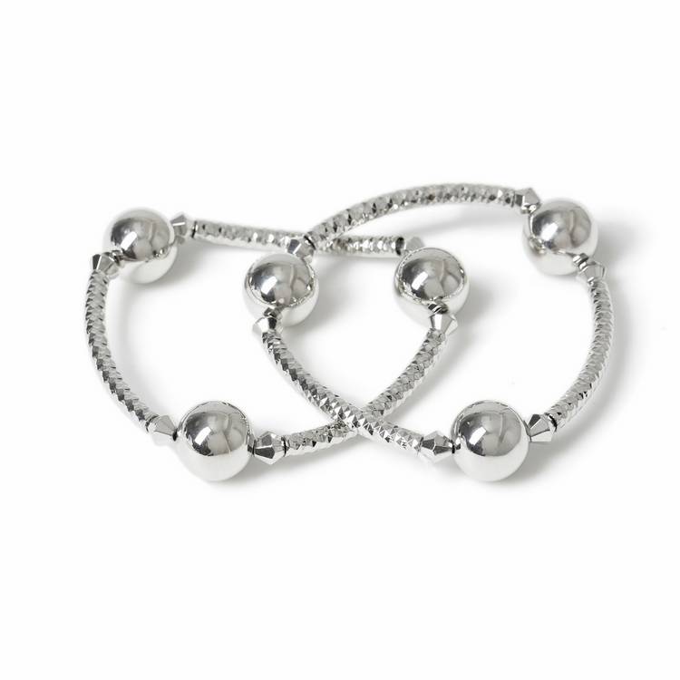 Freedom silver-tone ball stretch bracelets 2 pack (British brand)