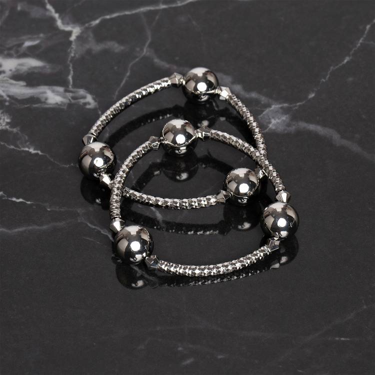 Freedom silver-tone ball stretch bracelets 2 pack (British brand)