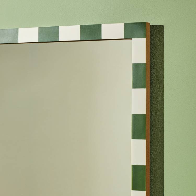 Habitat striped green resin wall mirror 51x51cm, imported from the UK