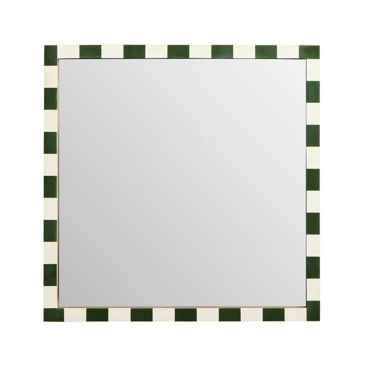 Habitat striped green resin wall mirror 51x51cm, imported from the UK