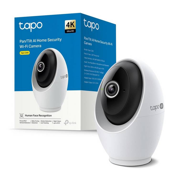 Tapo C260 4K pan tilt AI home security camera, imported from the UK