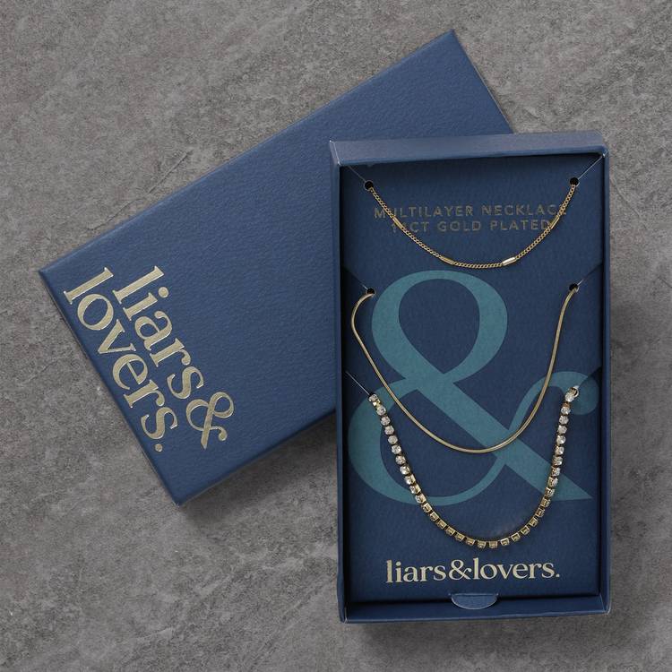 Liars & Lovers gold plated tennis chain necklace 45cm - British product