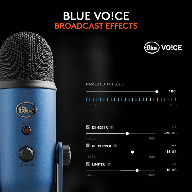 Logitech Blue Yeti USB microphone midnight blue (British brand)
