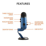 Logitech Blue Yeti USB microphone midnight blue (British brand)