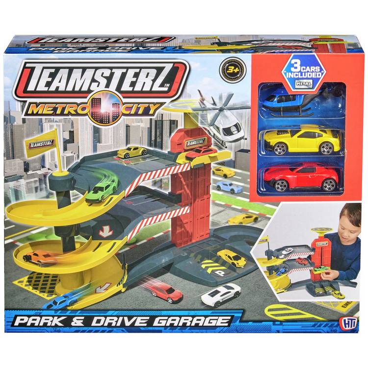 Teamsterz Metro City garage playset with 3 vehicles, UK version