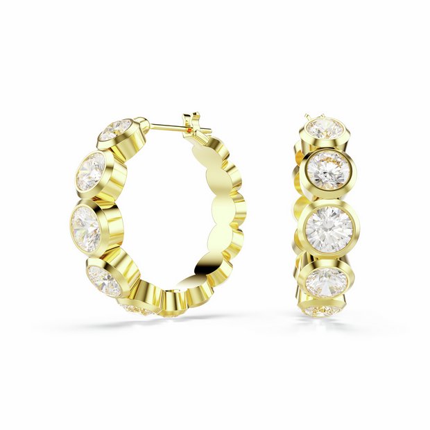 Swarovski gold tone crystal Imber hoop earrings 24mm (British brand)