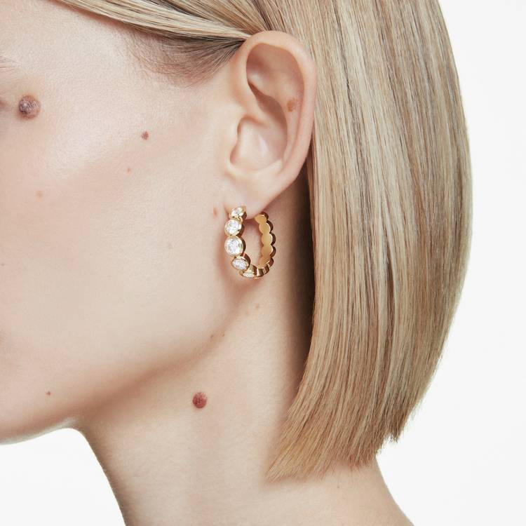 Swarovski gold tone crystal Imber hoop earrings 24mm (British brand)