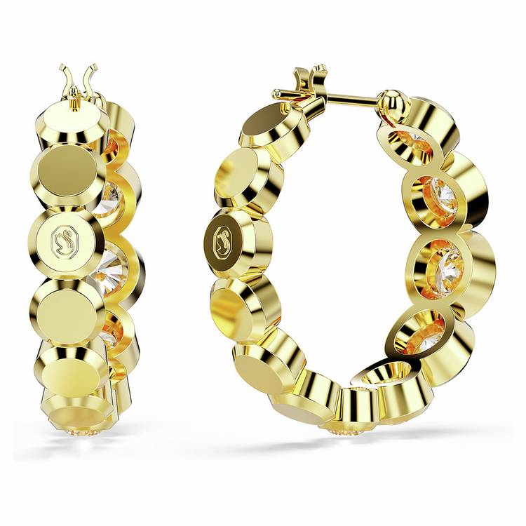 Swarovski gold tone crystal Imber hoop earrings 24mm (British brand)