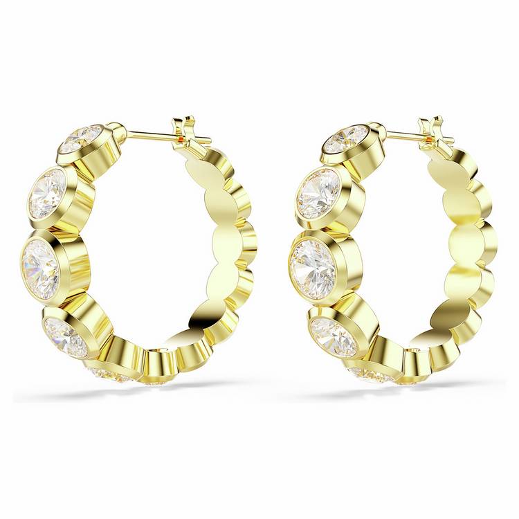 Swarovski gold tone crystal Imber hoop earrings 24mm (British brand)