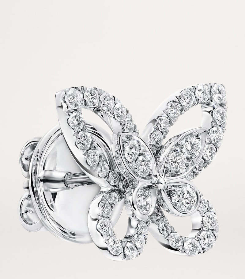 Graff white gold diamond butterfly stud earrings 1.3cm - British product