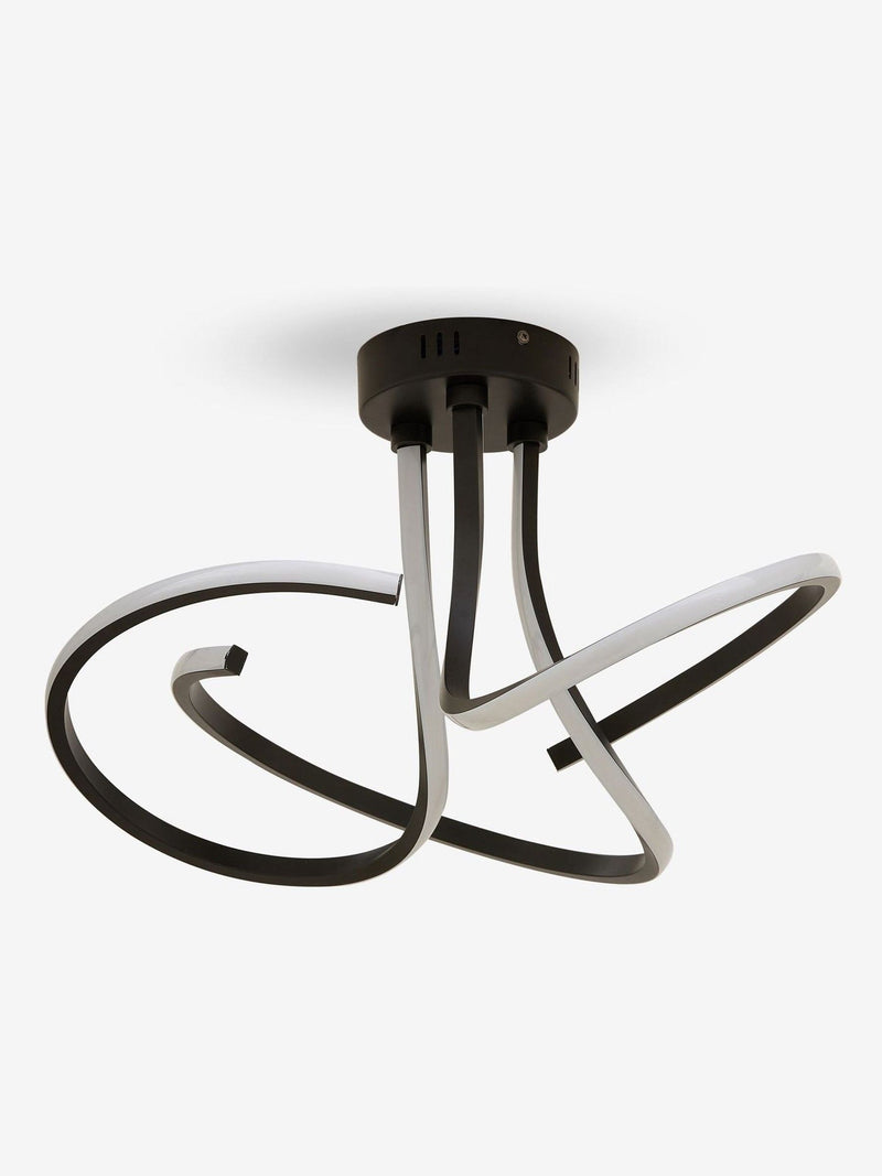 Black sculptural LED flush ceiling light - British product
