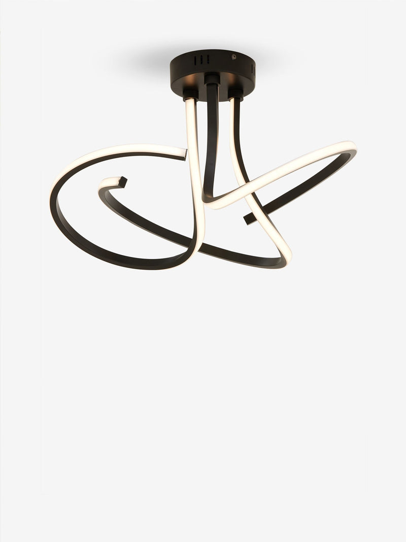 Black sculptural LED flush ceiling light - British product