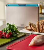Joseph Joseph four-piece colour-coded chopping board set with case, UK version