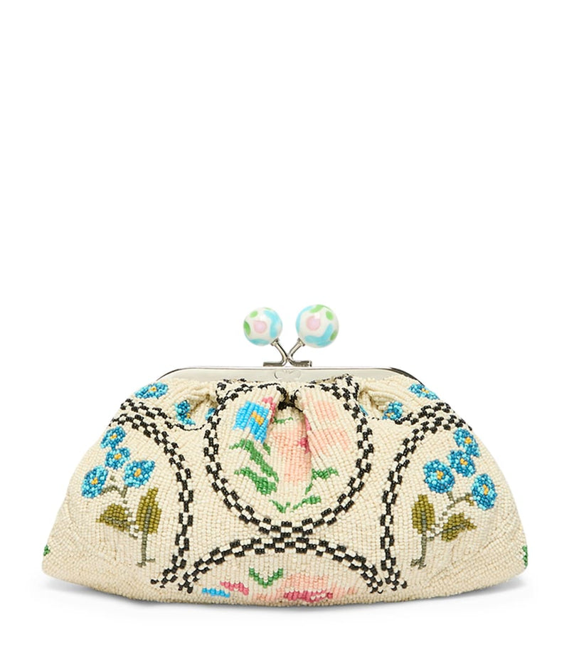Weekend Max Mara cotton beaded clutch bag H13cm W19cm D9cm (British brand)