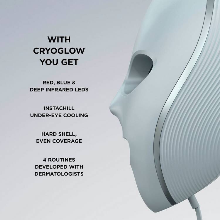 Shark CryoGlow LED face mask with under-eye cooling, imported from the UK
