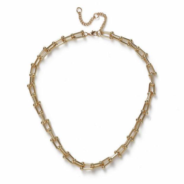 Revere gold tone ball link chain necklace (British brand)