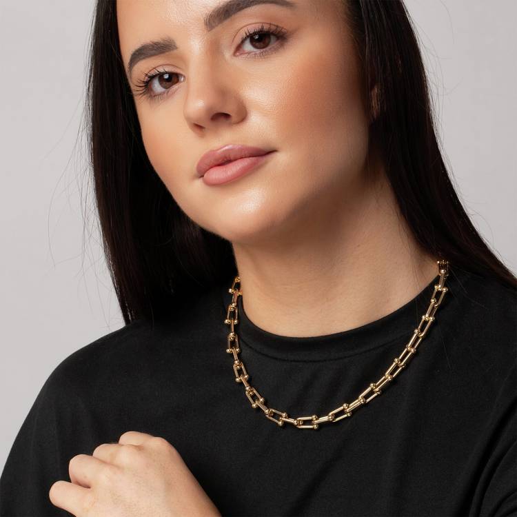Revere gold tone ball link chain necklace (British brand)