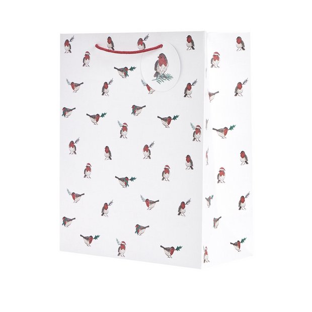 Argos Home pack of 3 robin printed large gift bags, UK version