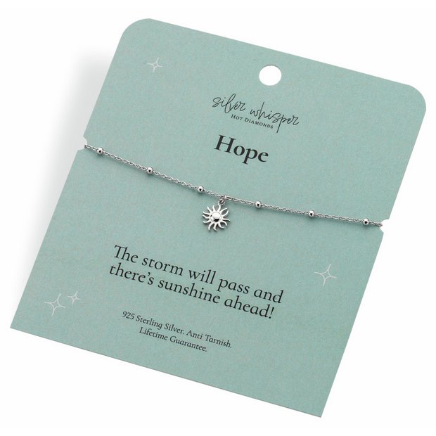 Hot Diamonds sterling silver Hope Sun Charm bracelet (British brand)