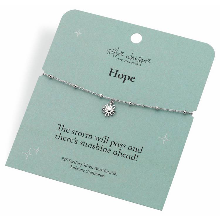 Hot Diamonds sterling silver Hope Sun Charm bracelet (British brand)