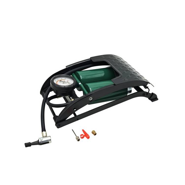 McGregor double foot pump with gauge and adaptors (British brand)