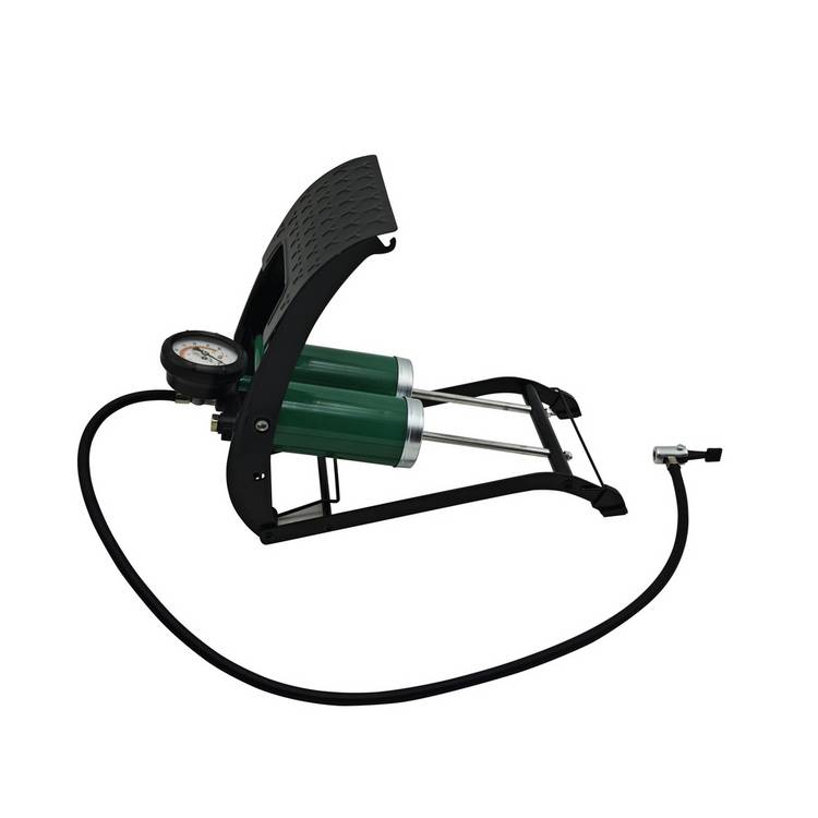McGregor double foot pump with gauge and adaptors (British brand)
