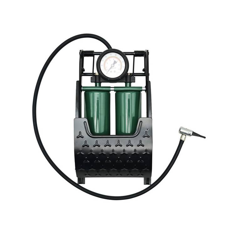 McGregor double foot pump with gauge and adaptors (British brand)