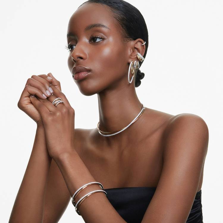 Swarovski rhodium-plated crystal mini hoop earrings - British product