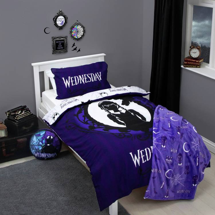Wednesday purple kids bedding set single duvet cover and pillowcase, imported from the UK