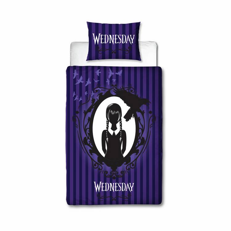 Wednesday purple kids bedding set single duvet cover and pillowcase, imported from the UK