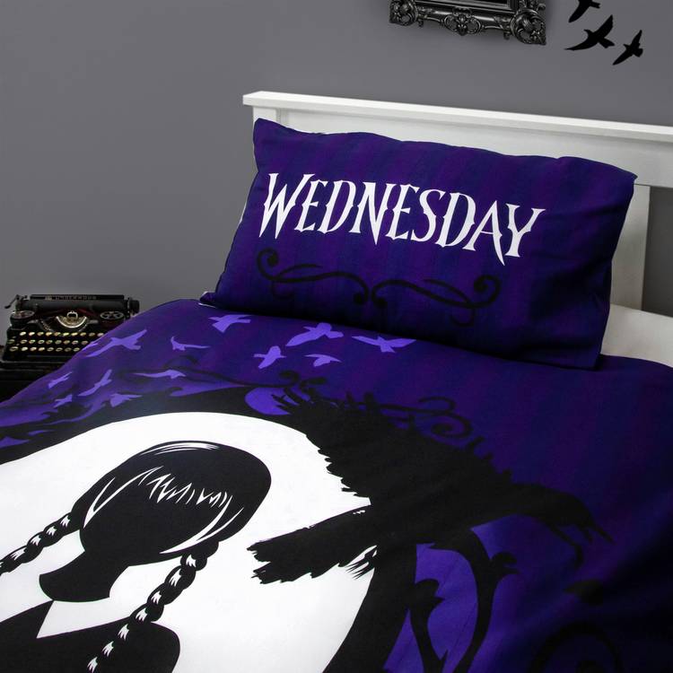 Wednesday purple kids bedding set single duvet cover and pillowcase, imported from the UK