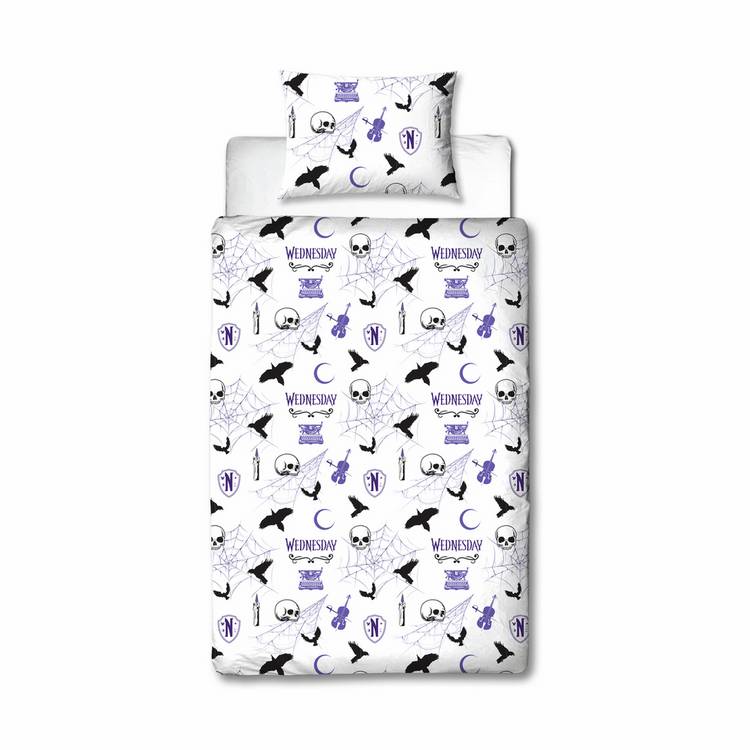 Wednesday purple kids bedding set single duvet cover and pillowcase, imported from the UK