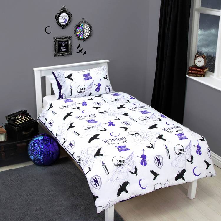 Wednesday purple kids bedding set single duvet cover and pillowcase, imported from the UK