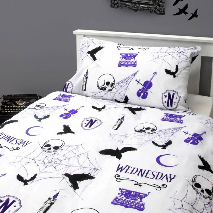 Wednesday purple kids bedding set single duvet cover and pillowcase, imported from the UK