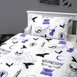 Wednesday purple kids bedding set single duvet cover and pillowcase, imported from the UK