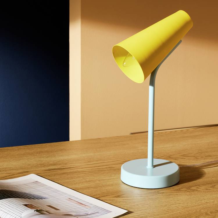 Habitat desk lamp yellow and blue H34cm, imported from the UK